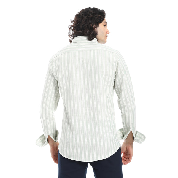 White_Shirt_With_Pastel_Green_Stripes