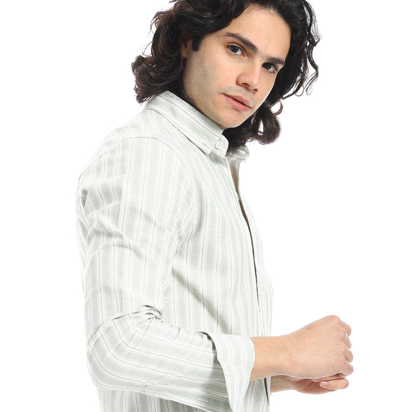 White_Shirt_With_Pastel_Green_Stripes