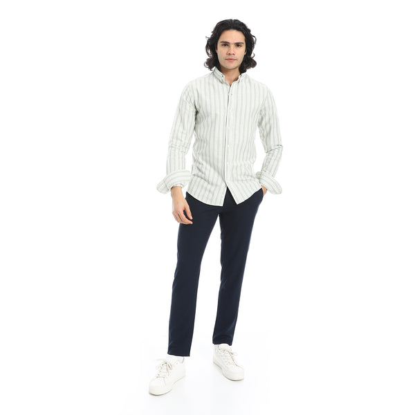 White_Shirt_With_Pastel_Green_Stripes