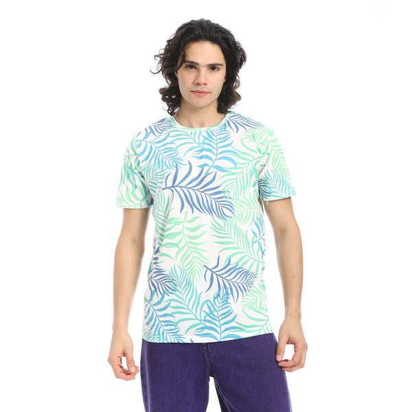 Green_&_Blue_Palm_Print_T-Shirt