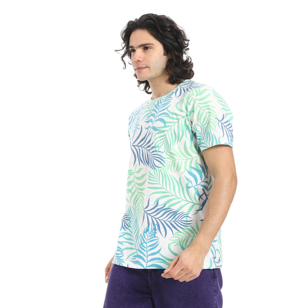 Green_&_Blue_Palm_Print_T-Shirt