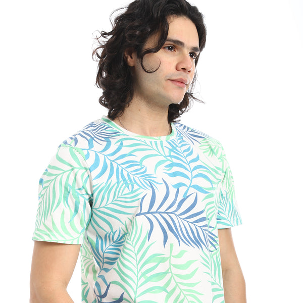 Green_&_Blue_Palm_Print_T-Shirt