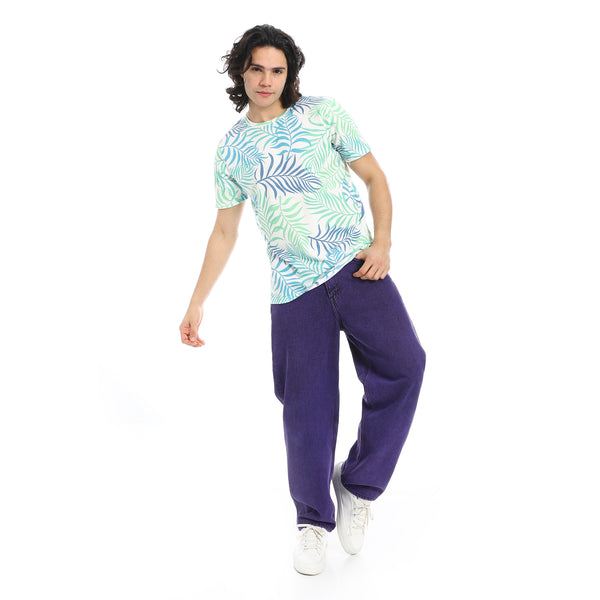 Green_&_Blue_Palm_Print_T-Shirt