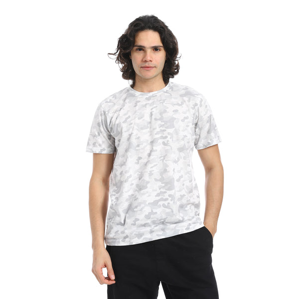 White_&_Grey_Camouflage_Print_T-Shirt