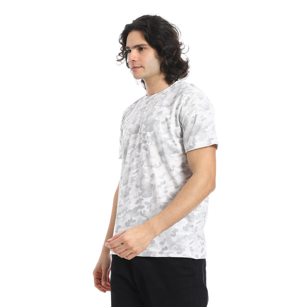 White_&_Grey_Camouflage_Print_T-Shirt