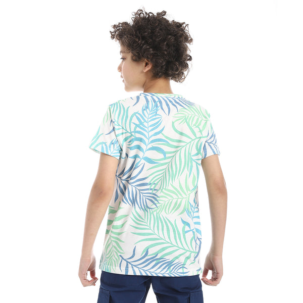 Breezy_Leaf_Print_Cotton_Boys_T-Shirt_-_Green_,_blue_&_White