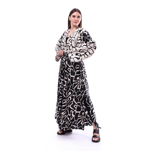 Lightweight_Koftan_With_Slits_-_Beige_&_Black