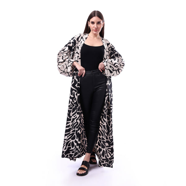 Lightweight_Koftan_With_Slits_-_Beige_&_Black