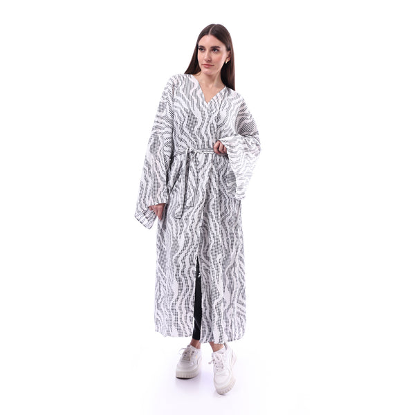 Open_Neckline_Koftan_With_Multicolour_-_White_&_Black