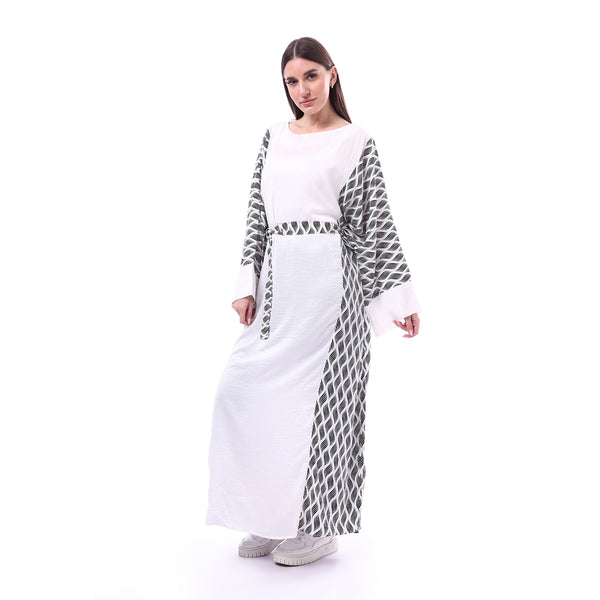Flounce_Sleeve_Tassel_Trim_Dress_