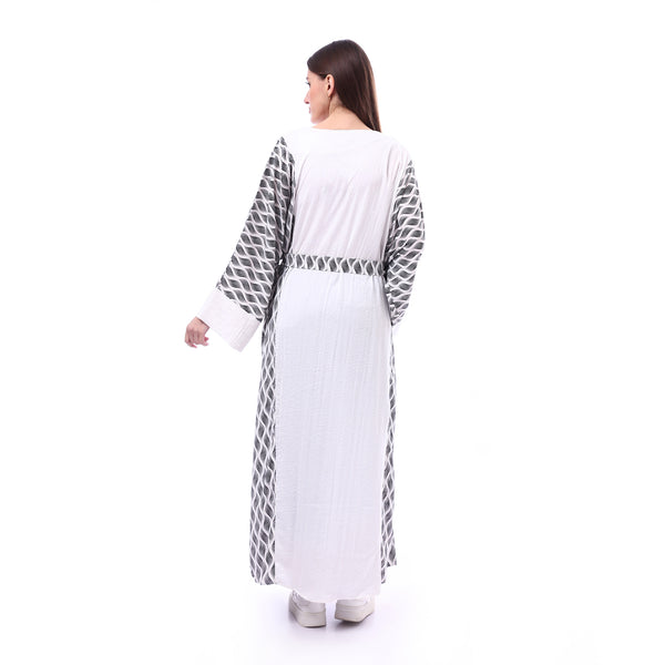 Flounce_Sleeve_Tassel_Trim_Dress_