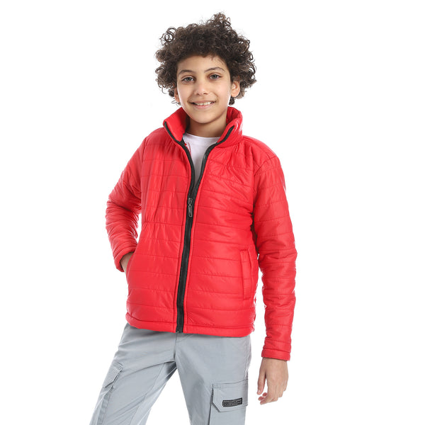 Boy's_Waterproof_Padded_Jacket_With_Fur_-_Red