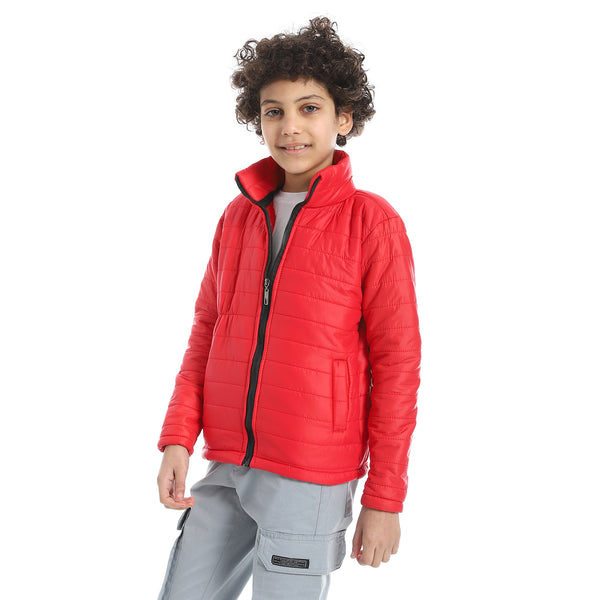 Boy's_Waterproof_Padded_Jacket_With_Fur_-_Red