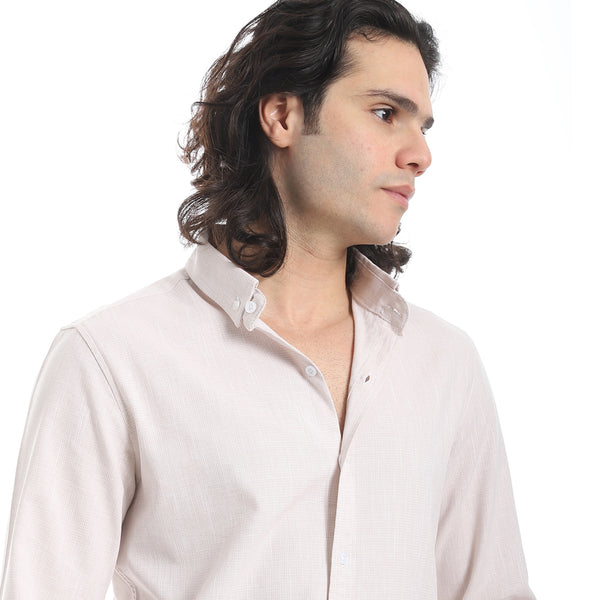 Light_Beige_Turn_Down_Collar_Plain_Shirt