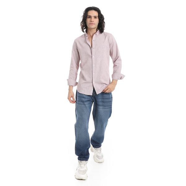 Dusty_Pink_Turn_Down_Collar_Plain_Shirt