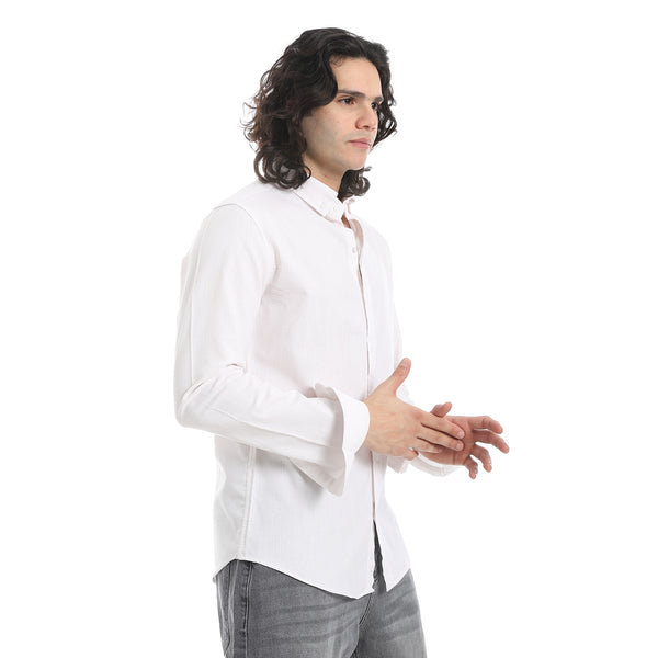 White_Turn_Down_Collar_Plain_Shirt