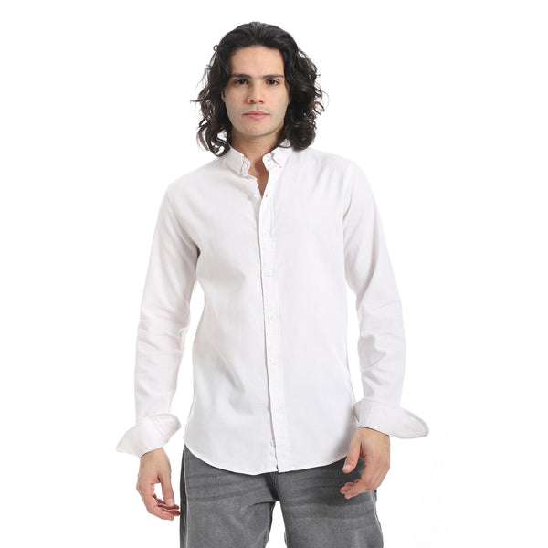 White_Turn_Down_Collar_Plain_Shirt