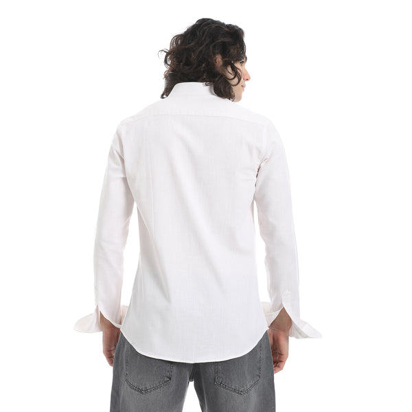 White_Turn_Down_Collar_Plain_Shirt