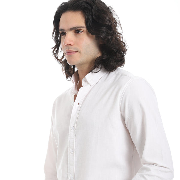 White_Turn_Down_Collar_Plain_Shirt