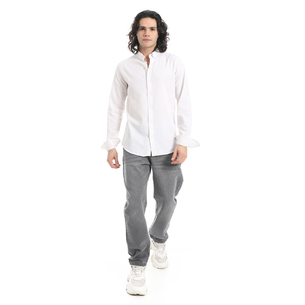 White_Turn_Down_Collar_Plain_Shirt