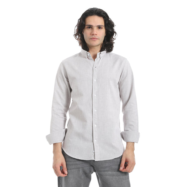 Light_Grey_Turn_Down_Collar_Plain_Shirt