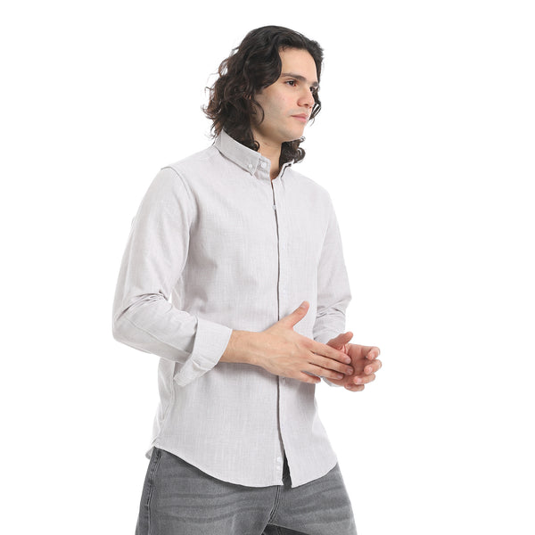 Light_Grey_Turn_Down_Collar_Plain_Shirt