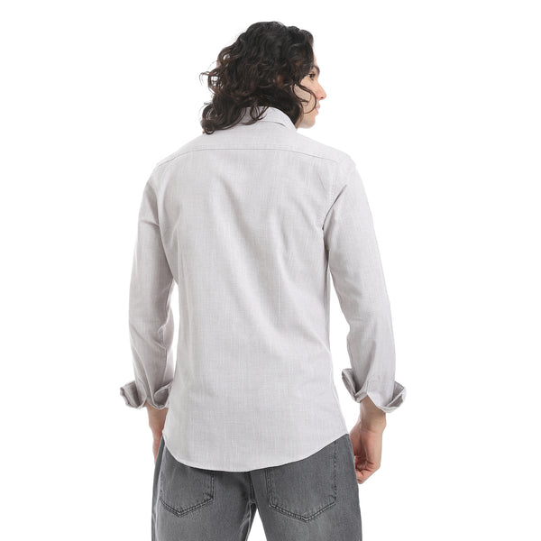 Light_Grey_Turn_Down_Collar_Plain_Shirt