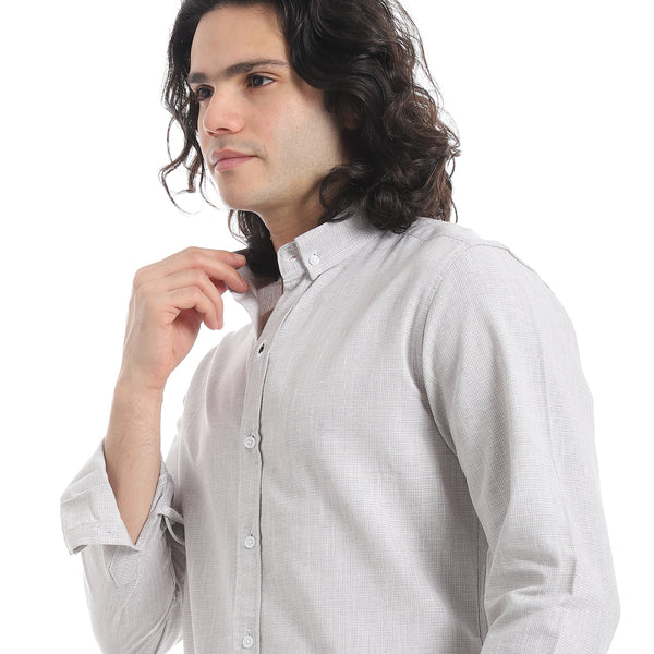Light_Grey_Turn_Down_Collar_Plain_Shirt