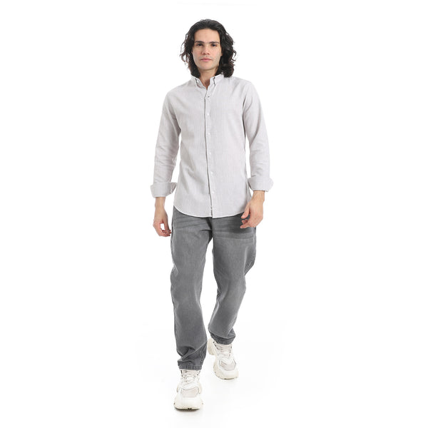 Light_Grey_Turn_Down_Collar_Plain_Shirt