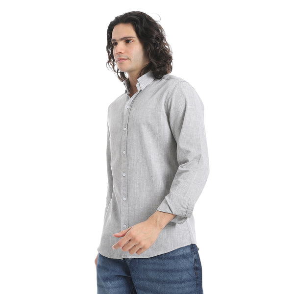 Grey_Turn_Down_Collar_Plain_Shirt