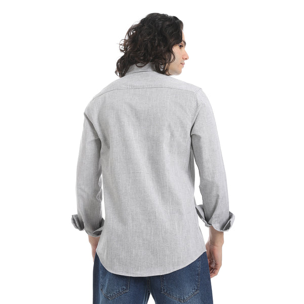 Grey_Turn_Down_Collar_Plain_Shirt