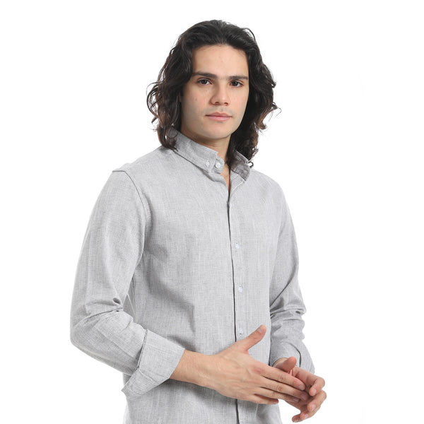 Grey_Turn_Down_Collar_Plain_Shirt