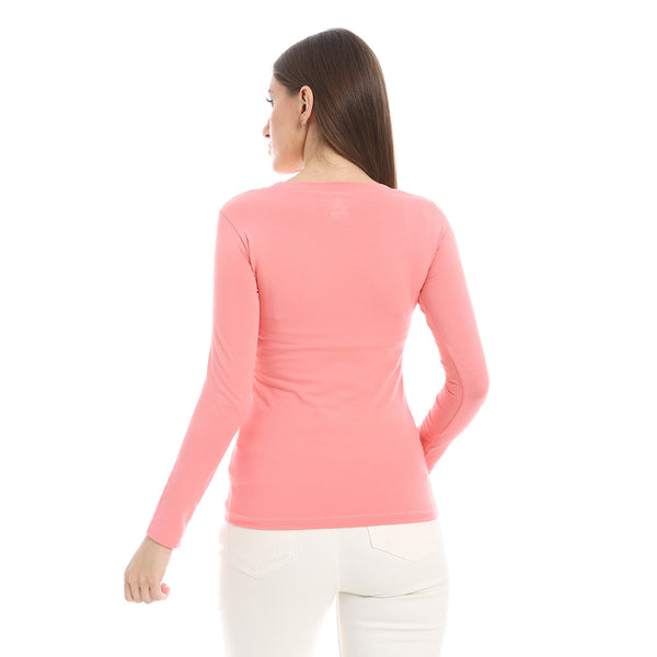 Round_Neck_Slip_On_Coral_Pink_Basic_Top
