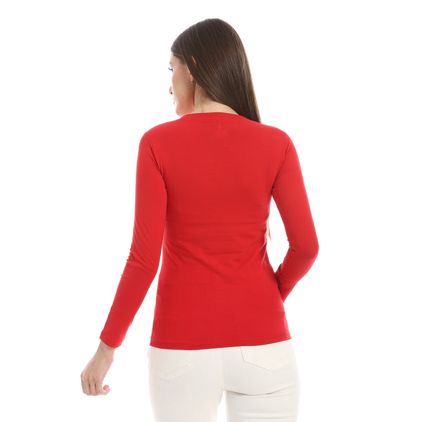 Round_Neck_Slip_On_Red_Basic_Top
