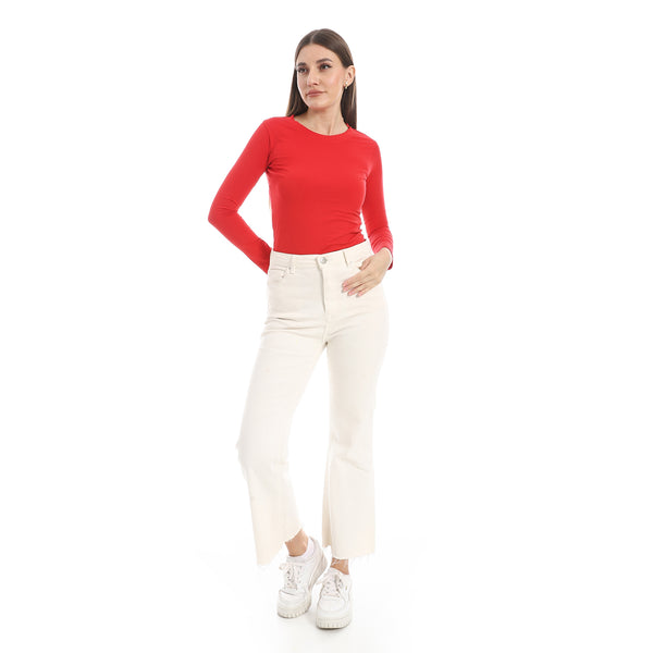 Round_Neck_Slip_On_Red_Basic_Top
