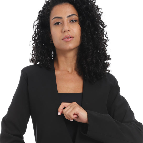Black Open Neckline Slip On Short Blazer