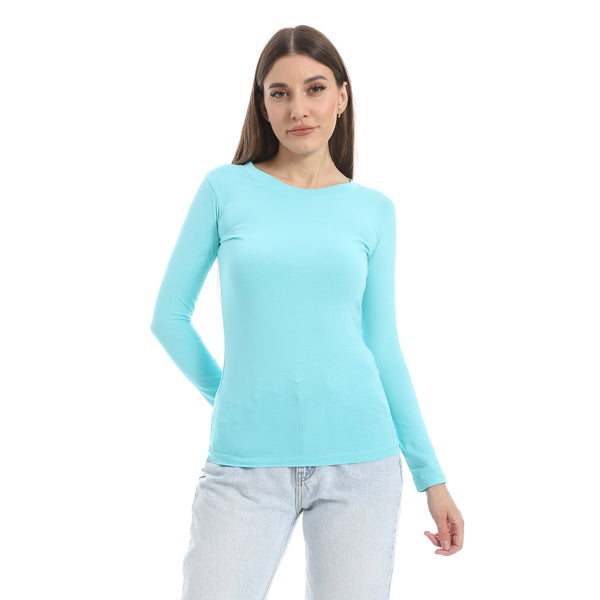 Round_Neck_Slip_On_Cyan_Basic_Top
