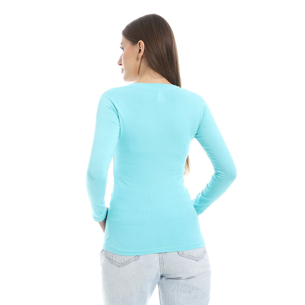 Round_Neck_Slip_On_Cyan_Basic_Top