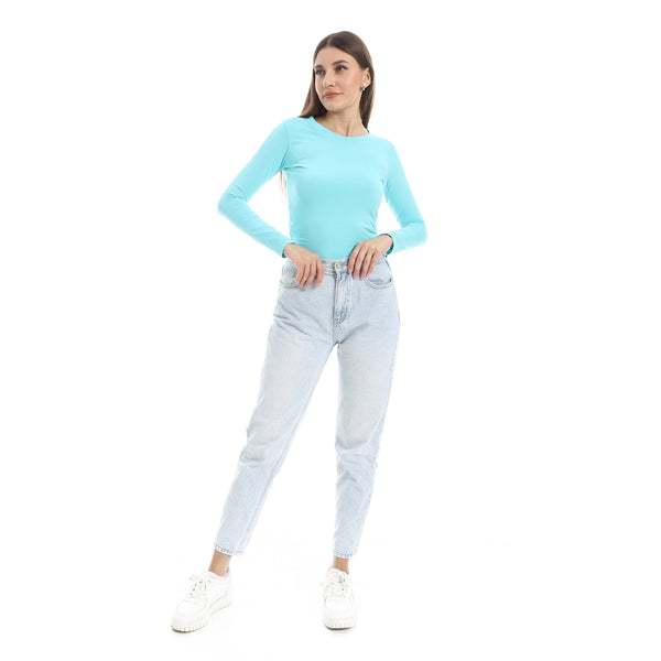 Round_Neck_Slip_On_Cyan_Basic_Top