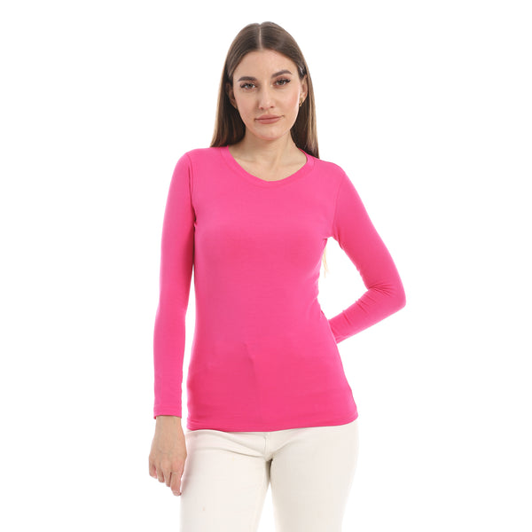 Round_Neck_Slip_On_Fuchsia_Basic_Top