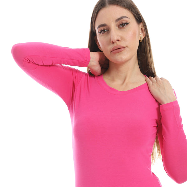 Round_Neck_Slip_On_Fuchsia_Basic_Top