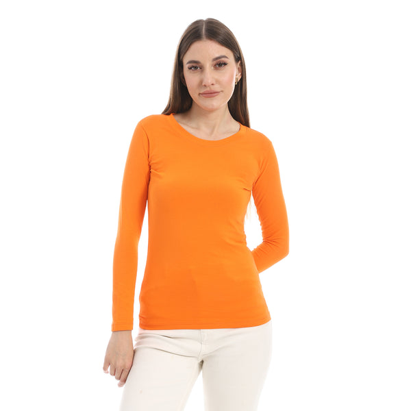 Round_Neck_Slip_On_Orange_Basic_Top