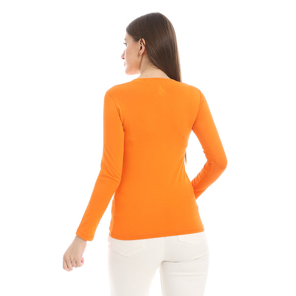 Round_Neck_Slip_On_Orange_Basic_Top