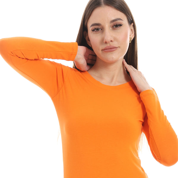Round_Neck_Slip_On_Orange_Basic_Top