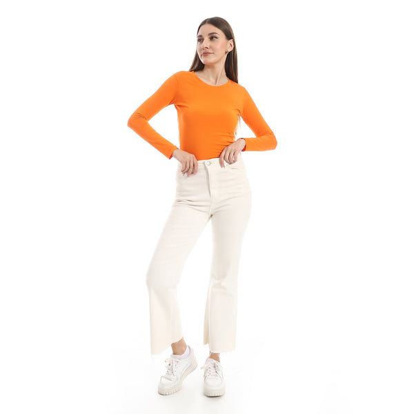 Round_Neck_Slip_On_Orange_Basic_Top
