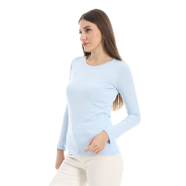 Round_Neck_Slip_On_Light_Blue_Basic_Top
