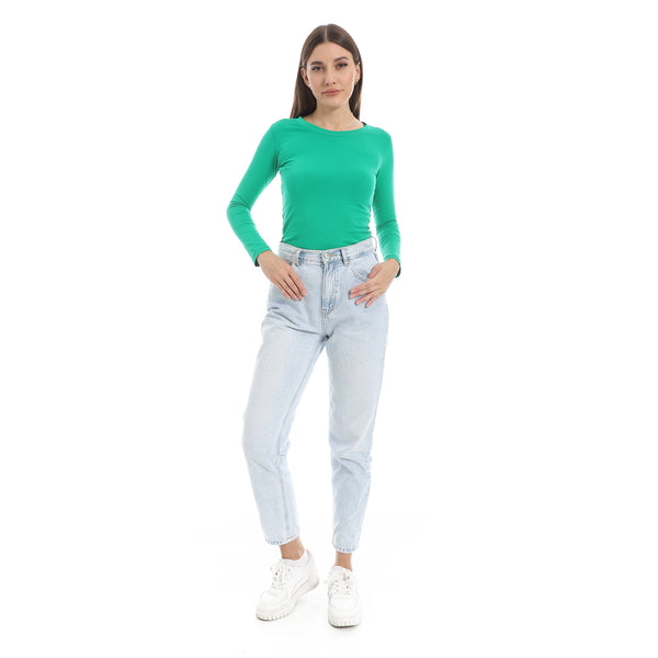 Round_Neck_Slip_On_Green_Basic_Top