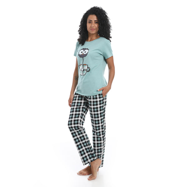 Short_Sleeves_Cotton_Pajama_Set-Mint