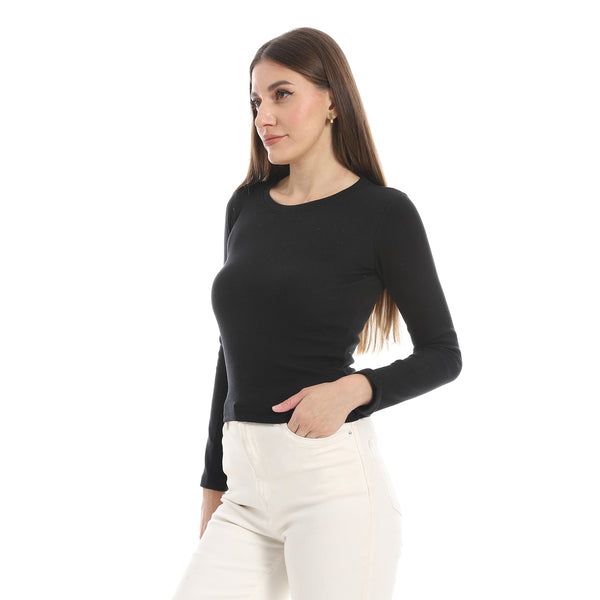 Black_Long_Sleeves_Ribbed_Top