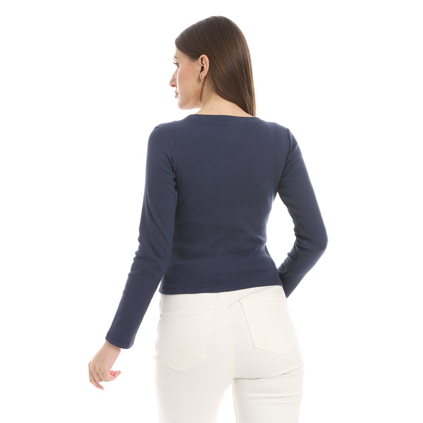 Navy_Blue_Long_Sleeves_Ribbed_Top